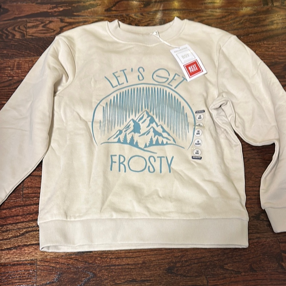 ORCHESTRA Beige 'Let's Get Frosty' Sweatshirt SIZE 10 NWT